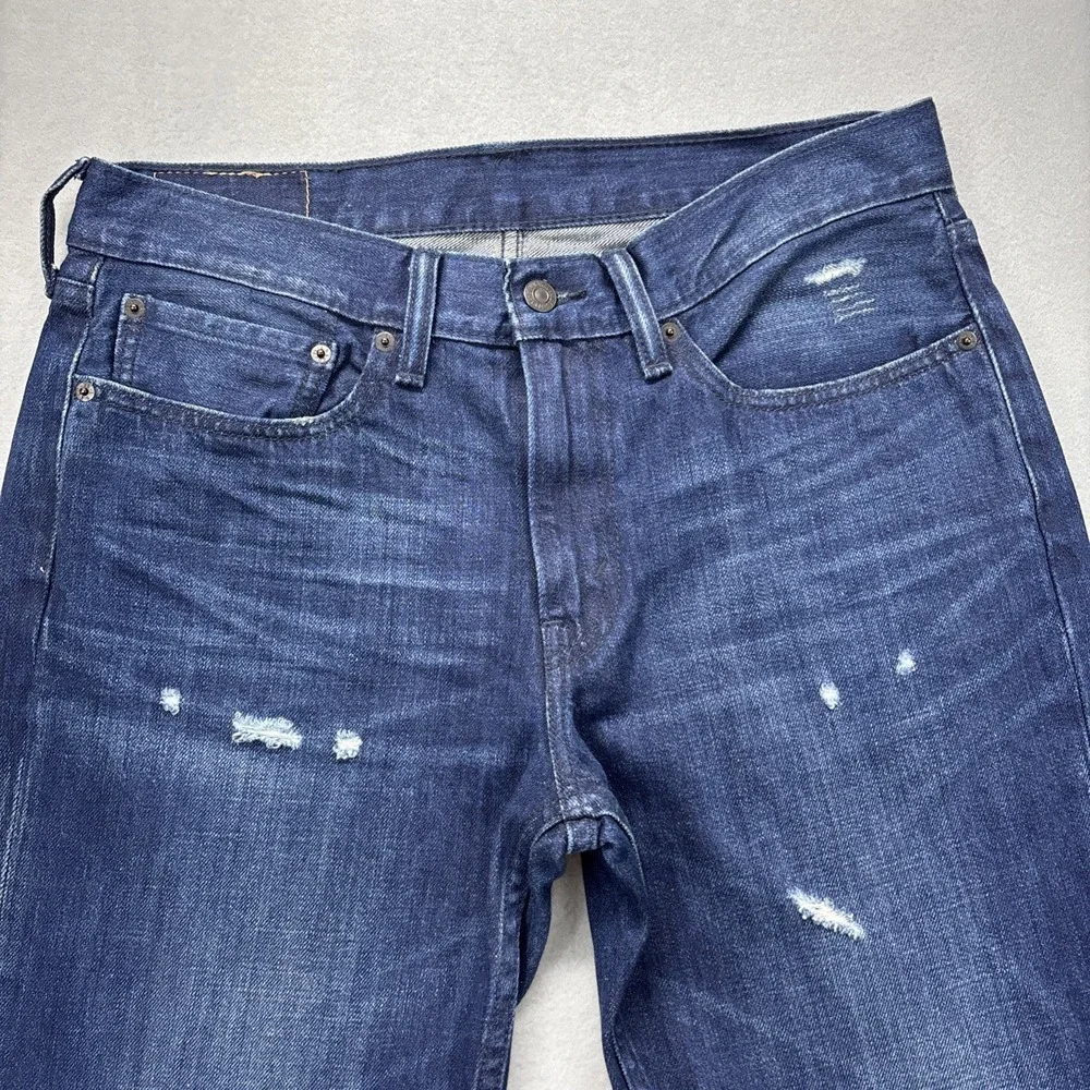 Levi's 514 jeans mens 34x30 distressed blue denim Whiskered Fade Straight Grunge